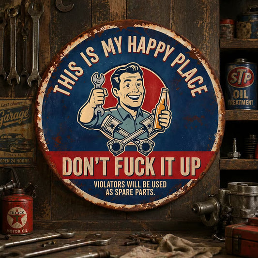 🔩🔧"This Is My Happy Place" Metal Tin Sign